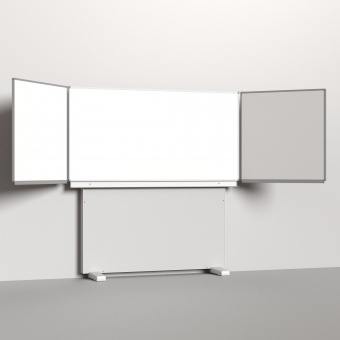 Klapp-Schiebetafel wandmontiert, Stellfuß, Mittelfläche 200x100 cm, Stahlemaille weiß 